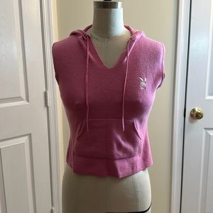 Playboy pink sleeveless hoodie